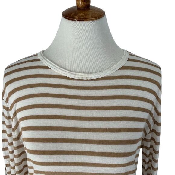 T by Alexander Wang Striped Long Sleeve linen blend T, M - Picture 7 of 11